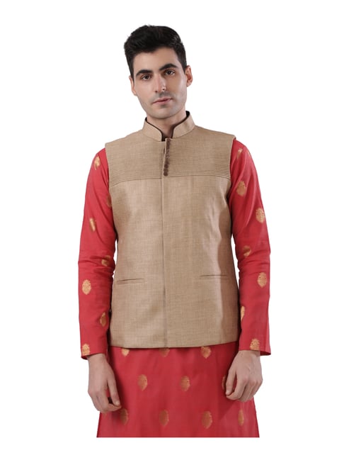 Buy Raymond Beige Regular Fit Self Pattern Nehru Jacket for Mens Online @  Tata CLiQ