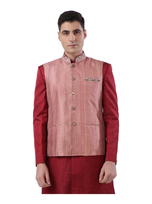 Buy Raymond Men Medium Beige Printed Nehru Jacket Online