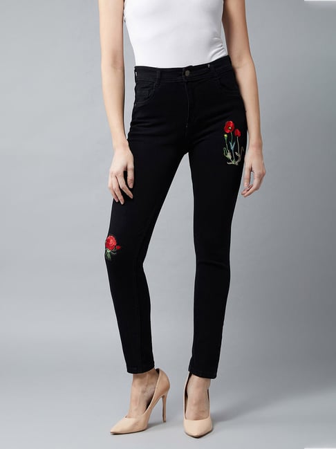 DOLCE CRUDO Black Embroidered Jeans-picture-13