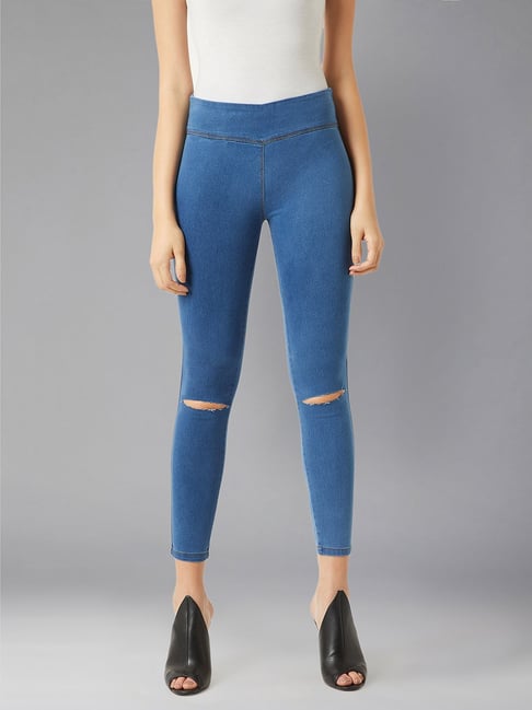 DOLCE CRUDO Blue Distressed Jeggings