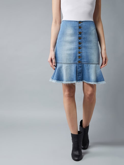 DOLCE CRUDO Blue Above Knee  Skirt-picture-41