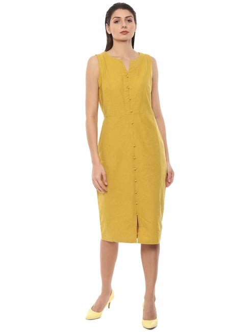 Van Heusen Yellow Knee Length Dress Price in India