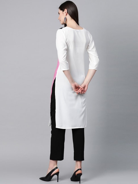 Buy White Printed A-line Kurta Online - W for Woman