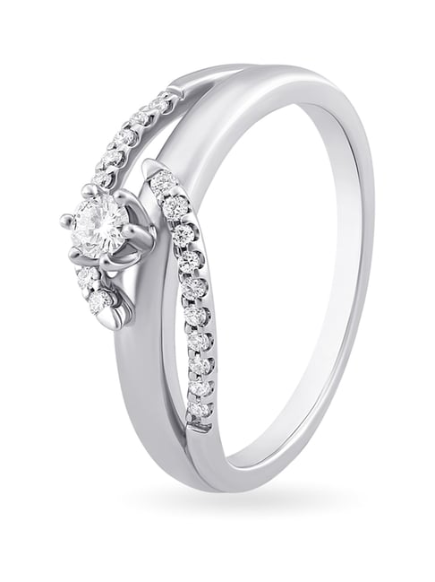 Buy Sleek White Platinum and Diamond Finger Ring at Best Price | Tanishq UAE