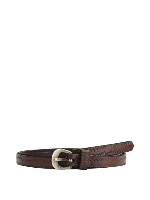 Aditi Wasan Brown Leather Narrow Belt for Women