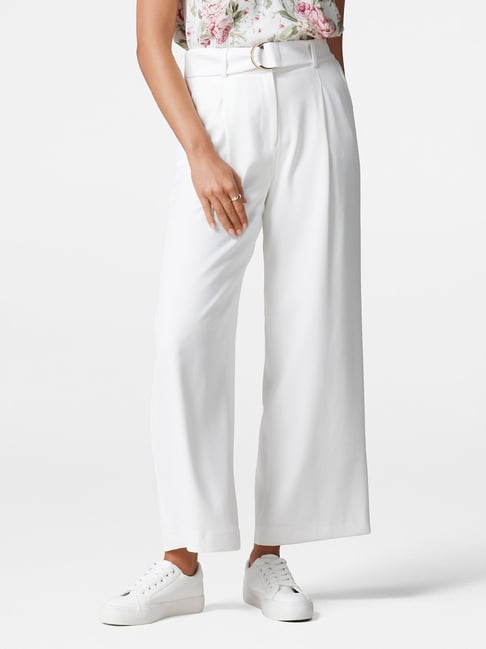 Jil Sander White Belted Trousers | Lyst