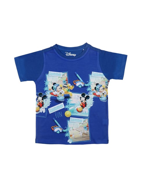 Buy Mickey Mouse Family Kids Blue Printed T-shirt for Boys