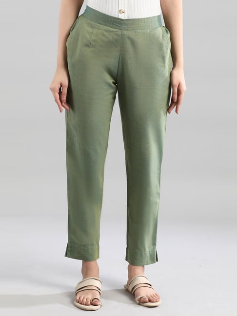 Buy Aurelia Green Cotton Pants for 