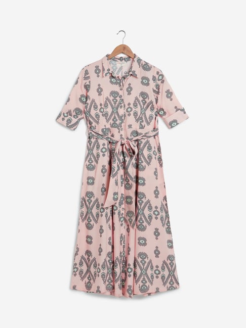 Buy Bombay Paisley by Westside Peach Print Shirtdress With Belt Online at  best price at TataCLiQ