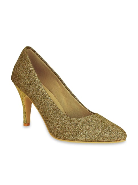 Get Glamr Women's Antique Gold Stilettos Pumps