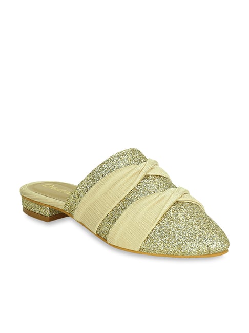 Get Glamr Women's Golden Mule Shoes