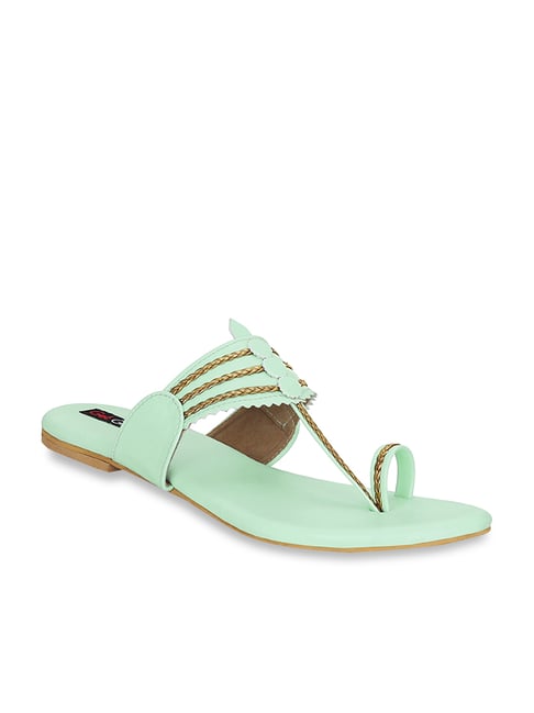 Get Glamr Women's Green Toe Ring Sandals