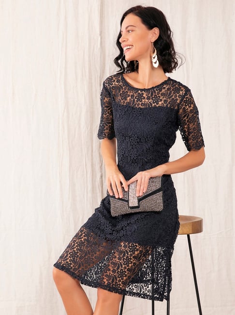 Zink London Black Lace Dress Price in India