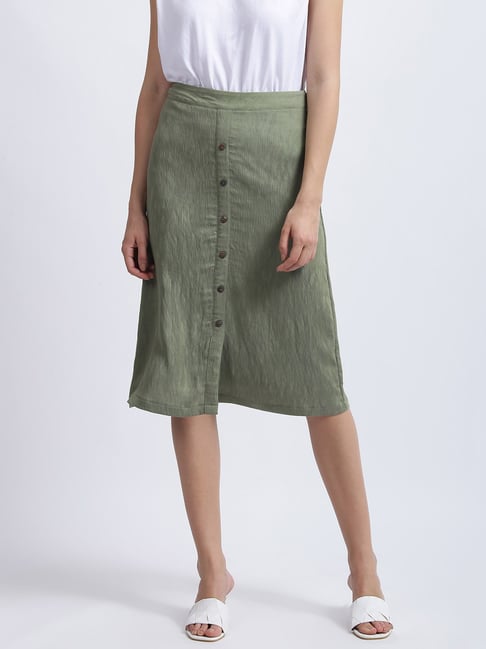 Zink London Green Knee Length Skirt Price in India