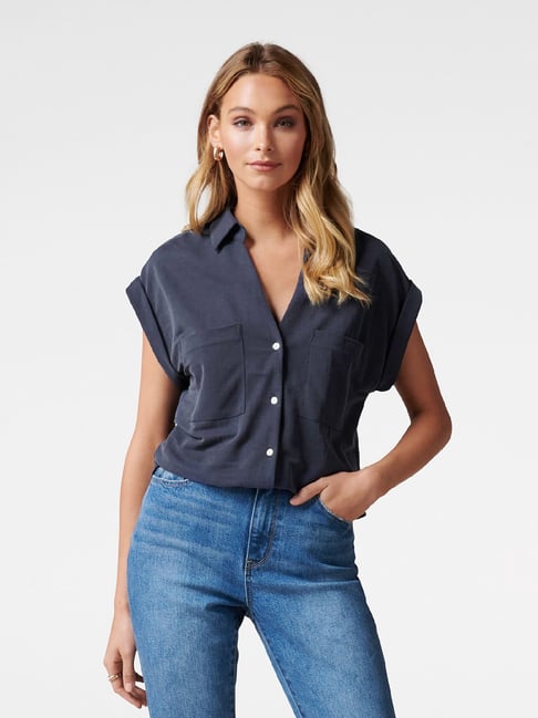 Buy Forever New Indigo Levi Relaxed Fit Shirt for Women Online