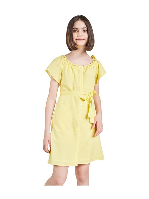 AND girl Yellow Solid Dress