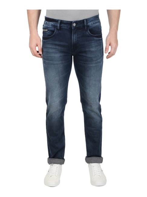 Buy Monte Carlo Navy Cotton Skinny Fit 