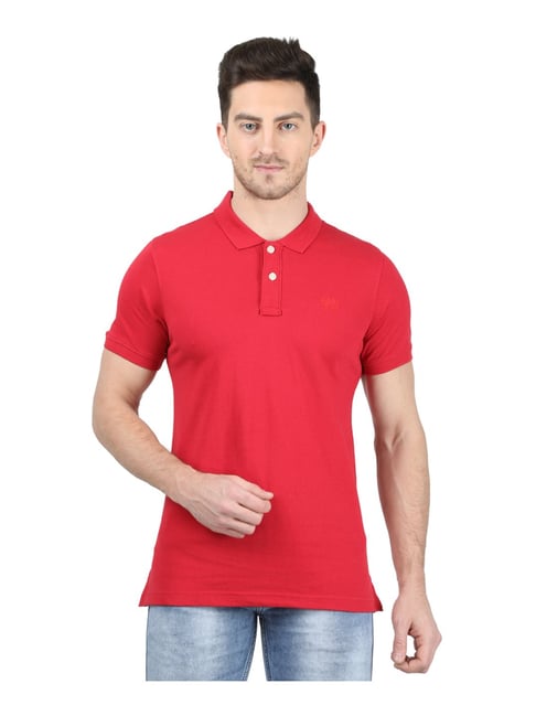 Monte Carlo Red Cotton Regular Fit Polo T-Shirt