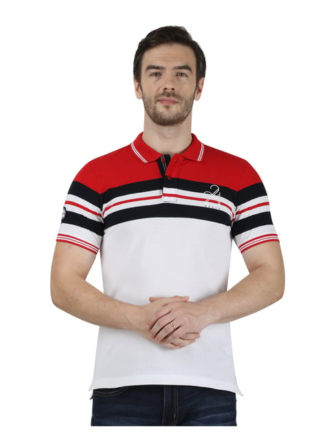 Monte Carlo Red & White Striped Polo T-Shirt