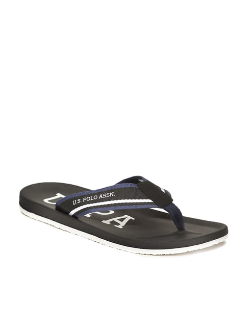 U S Polo Assn U.S. Polo Assn. Men's Pieres Black & Navy Flip Flops