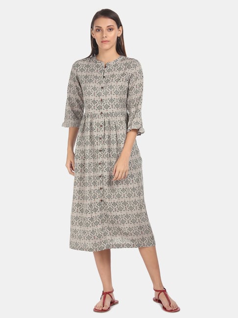 Karigari by Unlimited Grey Printed Empire-Line Dress Price in India