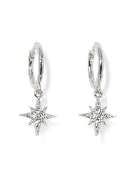 14k Gold North Star Diamond Drop Earrings