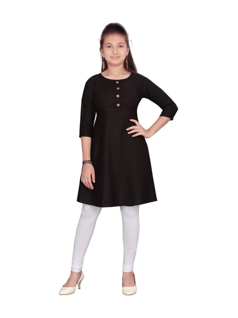 Buy Women's Trendy Straight Black Kurta with White Leggings (Kurti-Black  XL) at Amazon.in