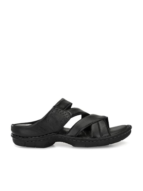 Hitz Men's Black Leather Open Toe Comfort Sandals with Velcro Closure – Hitz  Shoes Online