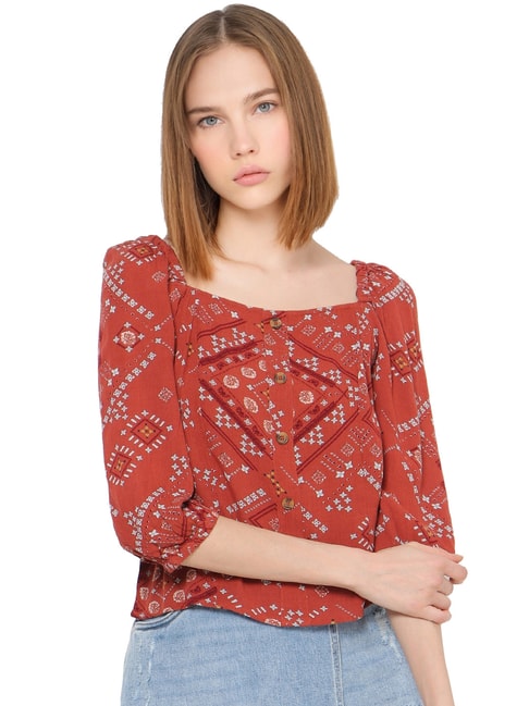 Only Etruscan Red Printed Top Price in India