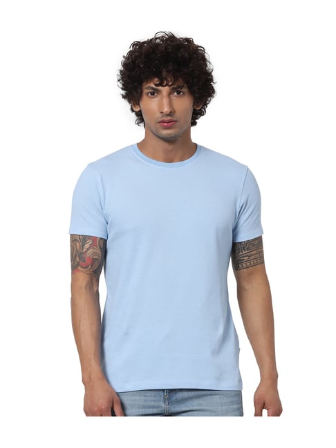 Jack & Jones Blue Slim Fit Short Sleeves Cotton T-Shirt