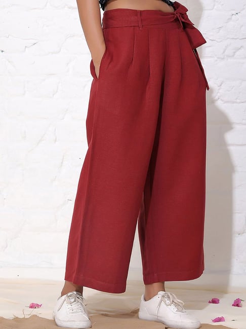 Buy Dark Red Trousers  Pants for Women by Fashor Online  Ajiocom