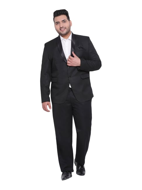 Hangup Black Regular Fit Two Piece Suit