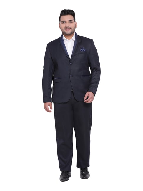 Buy Men Navy Solid Regular Fit Trousers Online - 697522 | Van Heusen