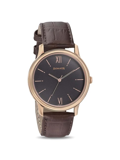Sonata NN7128WL04 Beyond Gold Collection Analog Watch for Men