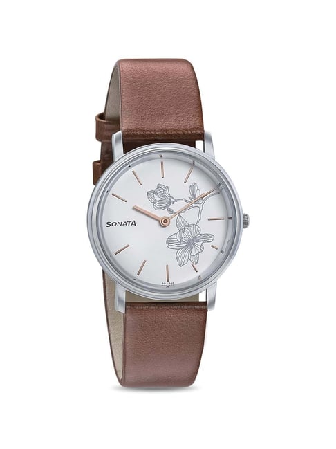 Sonata NN87029SL01W Silver Lining Analog Watch for Women