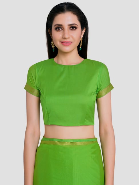 Mimosa Green Mysore Silk Saree With Unstitched Blouse