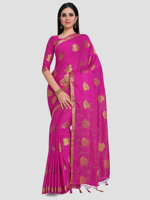 Mimosa Pink Woven Mysore Silk Saree With Unstitched Blouse Price in India