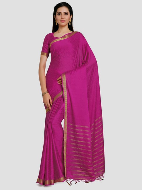 Mimosa Pink Woven Mysore Silk Saree With Unstitched Blouse Price in India