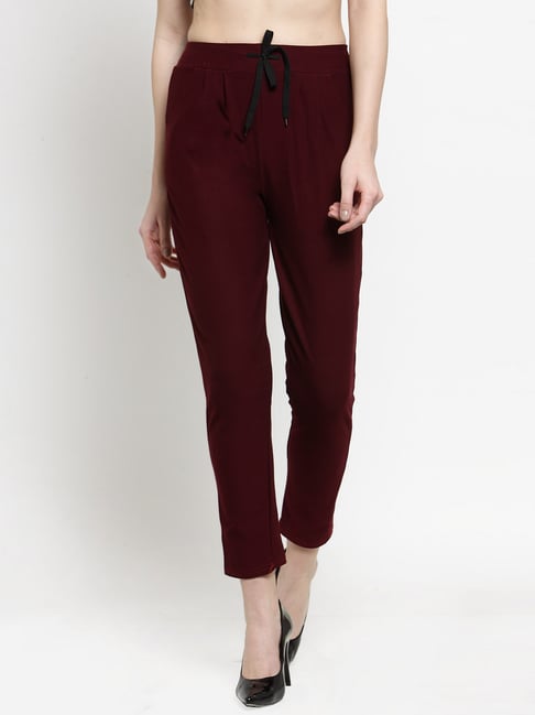 Buy Maroon Jacquard Straight / Trouser Suits Online for Women in USA