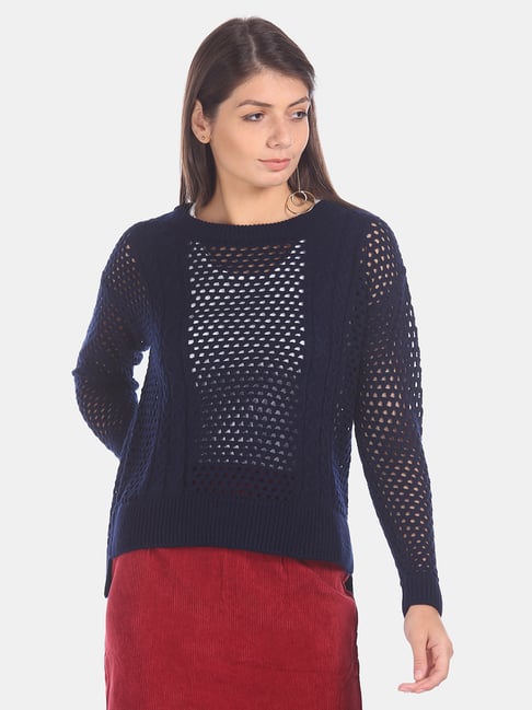 Aeropostale Navy Full Sleeves Sweater