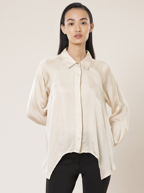Buy Louis Philippe Men Cream Classic Fit Stripe Full Sleeves Formal Shirt  online