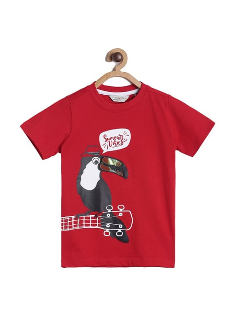 Tales & Stories Kids Red Printed  T-Shirt