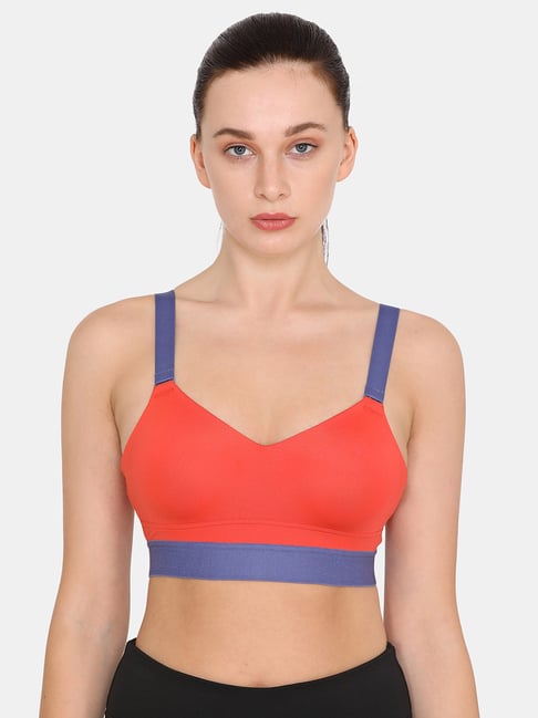 Buy Zelocity by Zivame Red & Blue Non Wired Padded Sports Bra for Women  Online @ Tata CLiQ