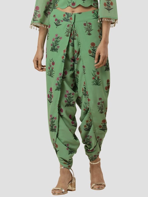 Buy Indya Green Floral Print Pants for Women Online @ Tata CLiQ