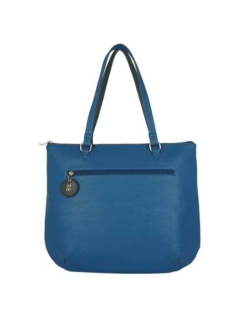 GG By Baggit Colin Ashlyn Blue & Green Solid Medium Totes Handbag Price in India