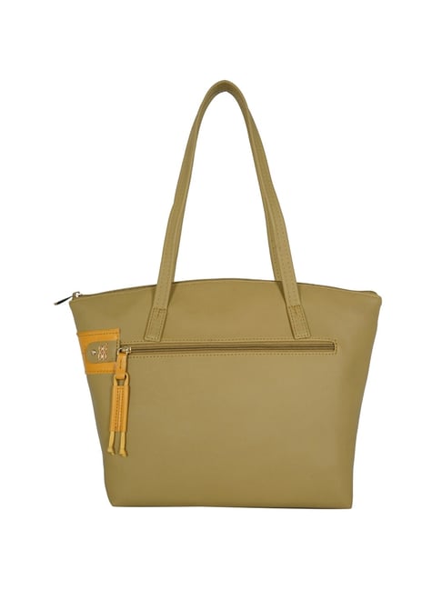 GG By Baggit Alert Diego Yellow Solid Medium Totes Handbag Price in India