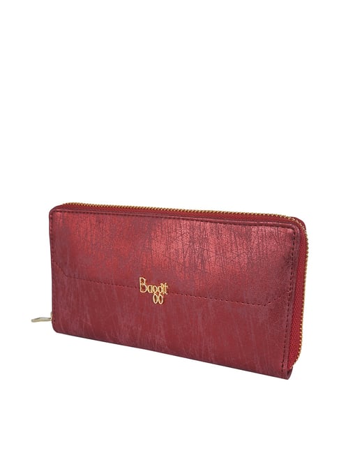Buy Baggit Artic Sketch Red Textured Zip Around Wallet for Women Online ...