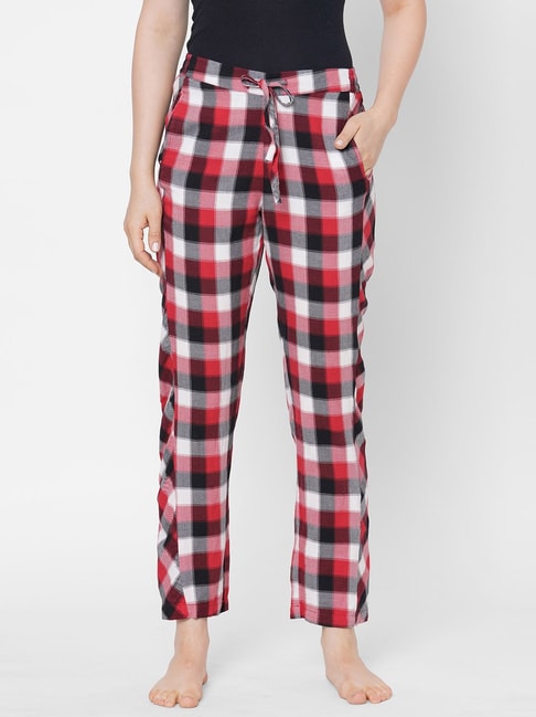 Buy Mystere Paris Red & Black Checks Pyjamas for Women Online @ Tata CLiQ