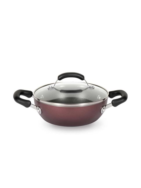 Meyer Merlot Non-Stick Kadai/Wok With Lid, 24cm