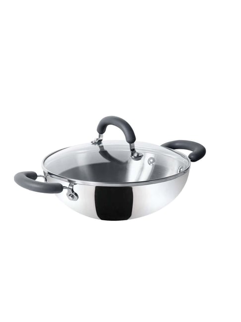 Meyer Select Nickel Free Stainless Steel Sauteuse With Glass Lid, Steel  Saute Pan With Triply Base, Frying Pan With Lid, Gas And Induction  Suitable